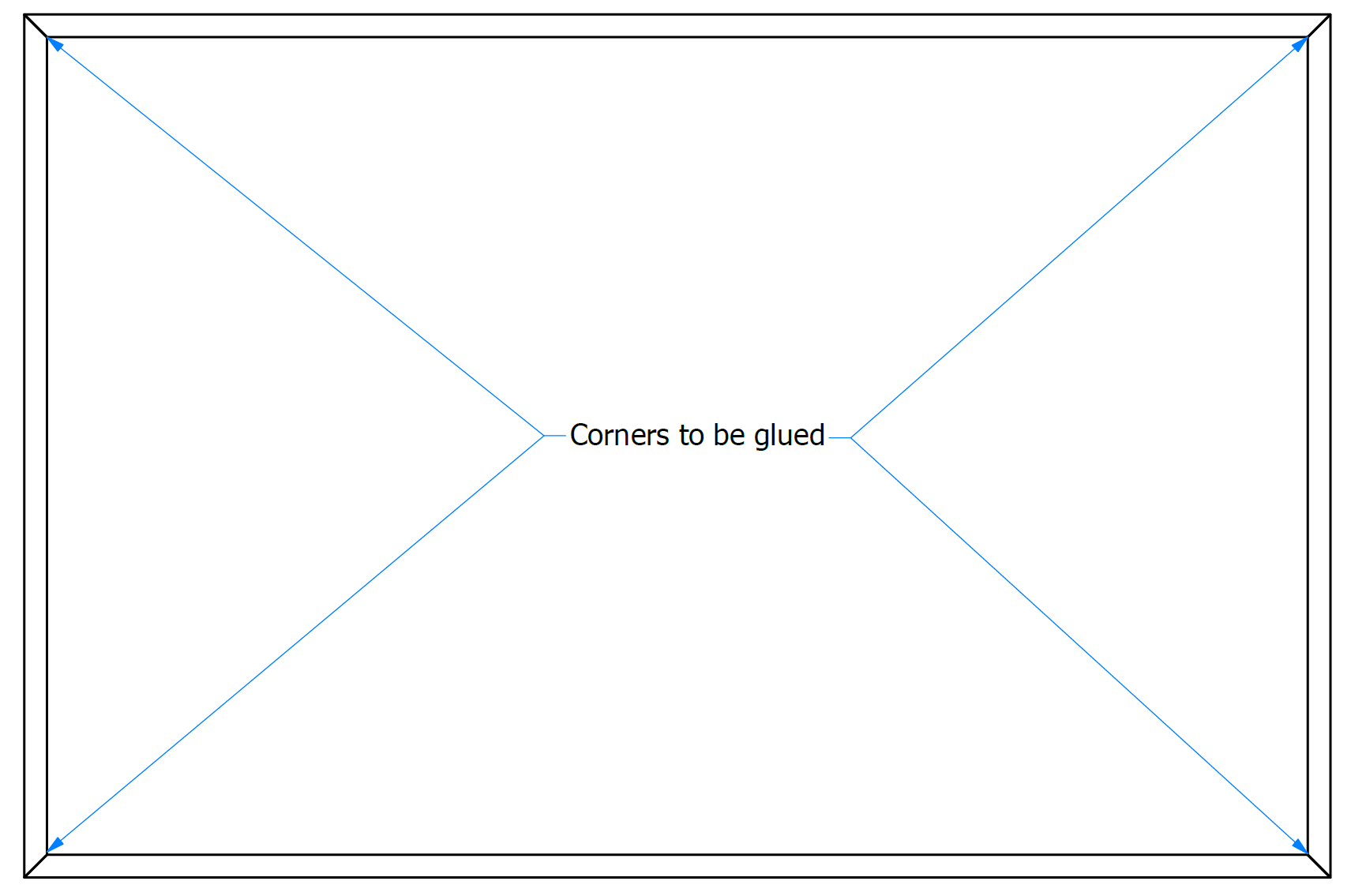 Corners that need to be glued (top view)